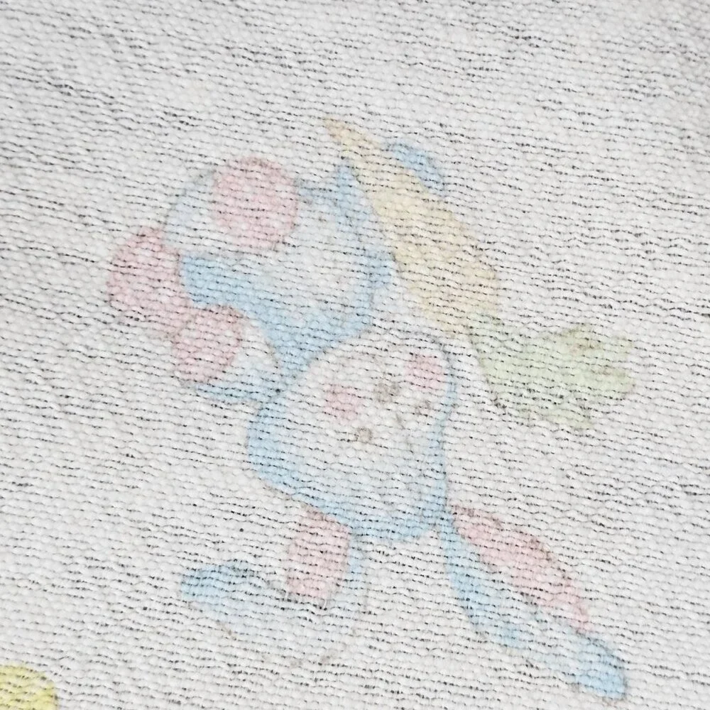 Vintage Baby Receiving Blanket Pastel Animals Hugs Kisses Bunny Kitty Dog Hearts
